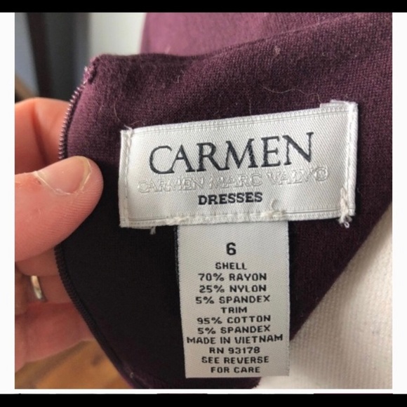 Carmen Marc Valvo Wine Sweater Dress 6 - Picture 5 of 5